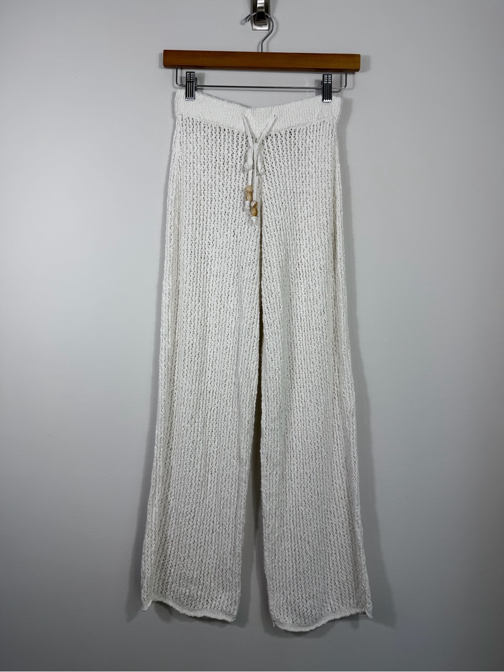 Abercrombie & Fitch XXS Cream Crochet Knit Wide Leg Beach Pants